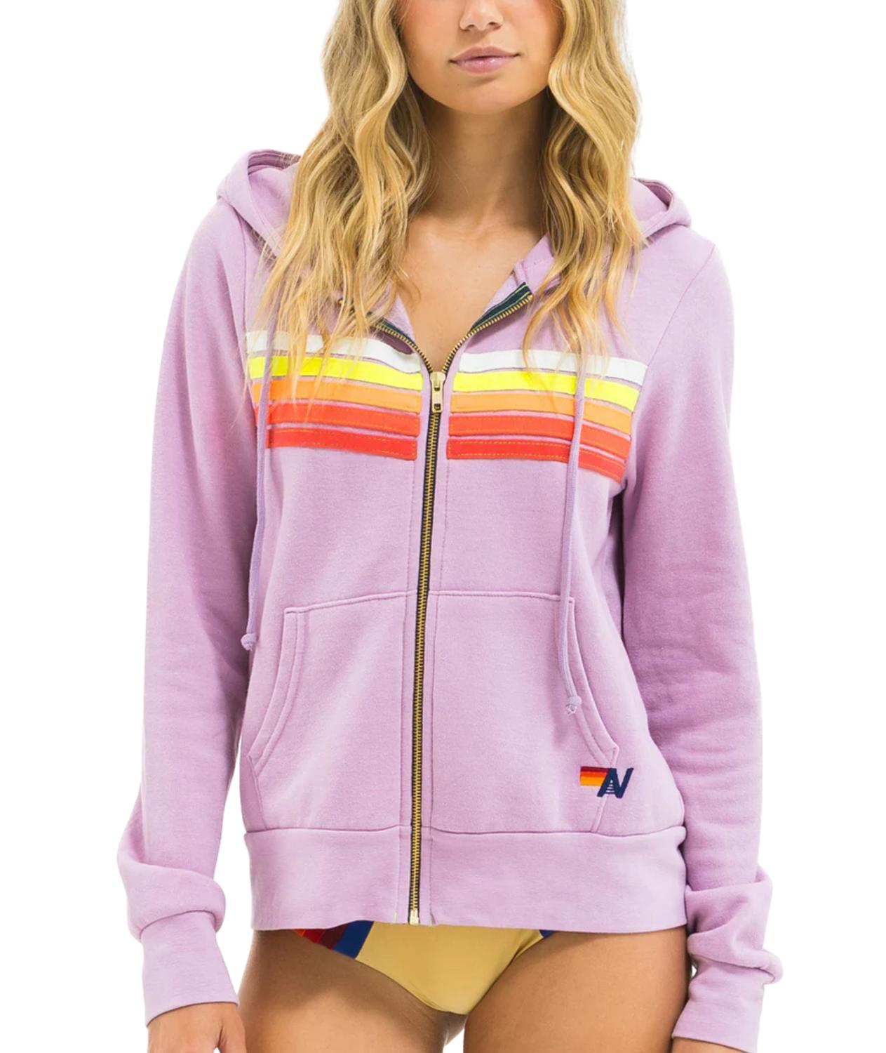 Aviator Nation - Five Stripe Cropped Zip Hoodie