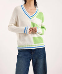 Brodie Cashmere - Valerie Stripe V-neck Sweater