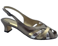 Ros Hommerson Women's Pearl Heel Strap Dress Pump in metallic - women's heels - alternate view