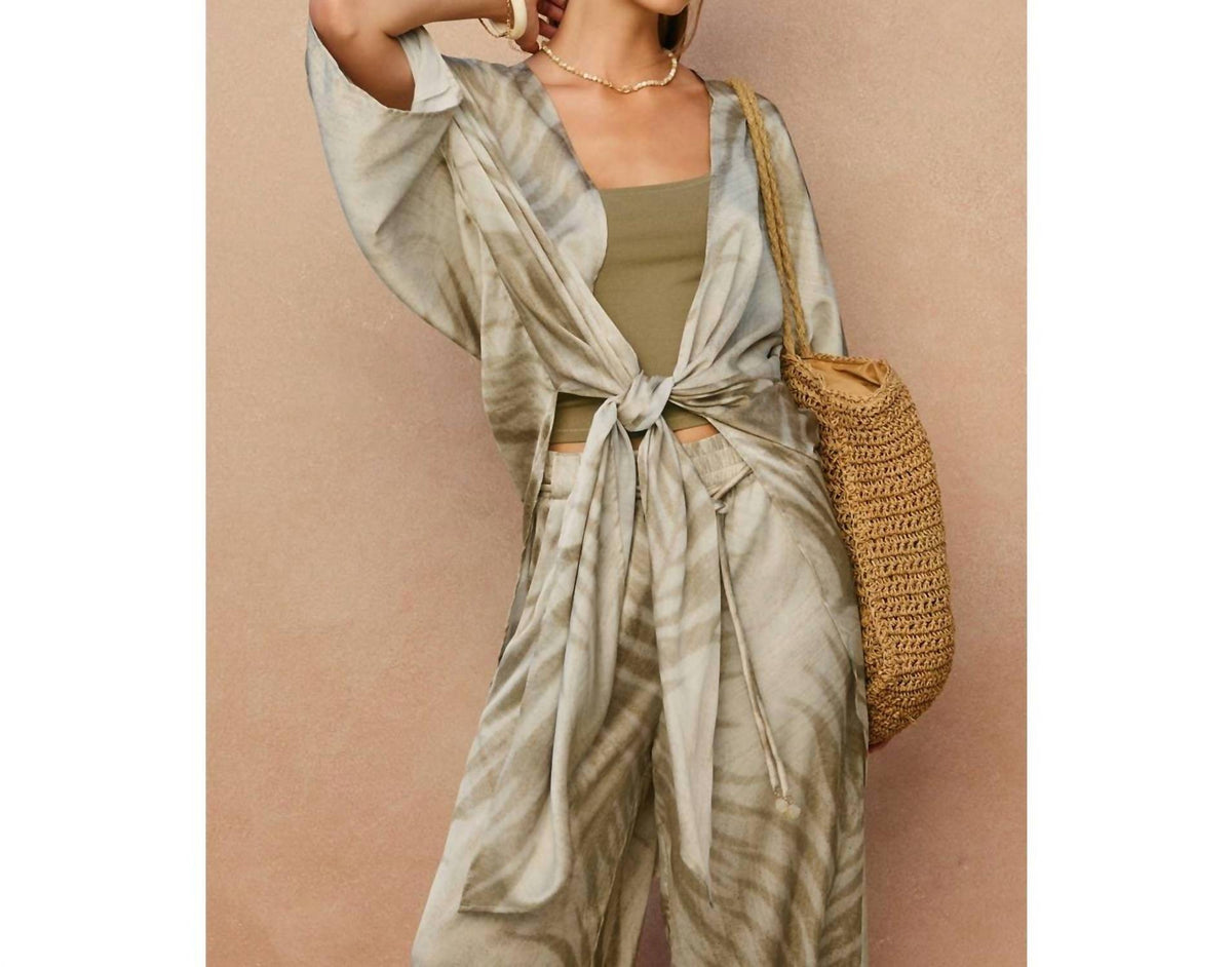 Dress Forum - Women's Sandstone Palm High Slit Kimono Duster