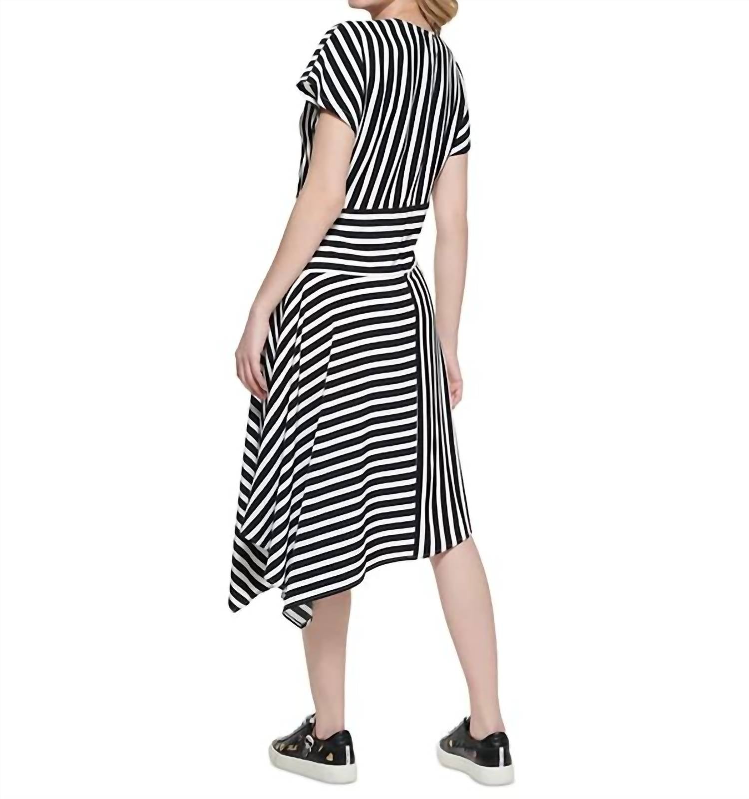 Scapa - Striped Asymmetrical-hem Handkerchief Dress