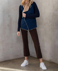 Lovestitch - Vegan Suede Fur Combo Short Cardigan