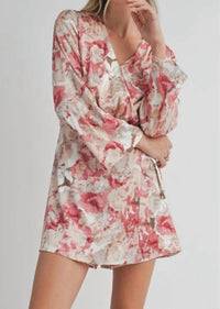 Sadie & Sage Women's Surplice Overlap Floral Romper in white red - women's dress - alternate view