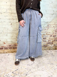 Easel - Chambray Cargo Pants