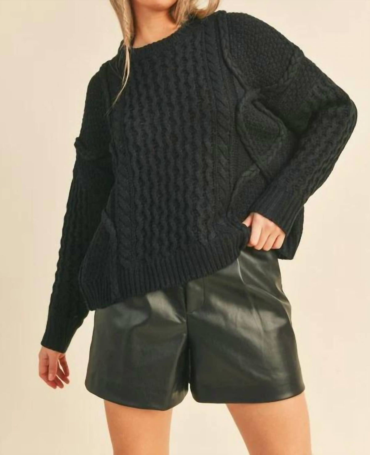 &Merci - Mixed Braided Cable Knit Sweater