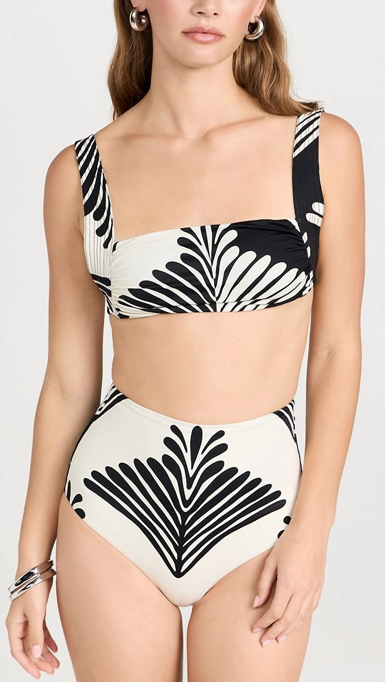 Johanna Ortiz Turkana Bikini Top in fans black ecru - women's swimwear - view 4