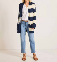 TOMMY BAHAMA Boardwalk Stripe Cardigan in coastline navy - women's cardigan - alternate view