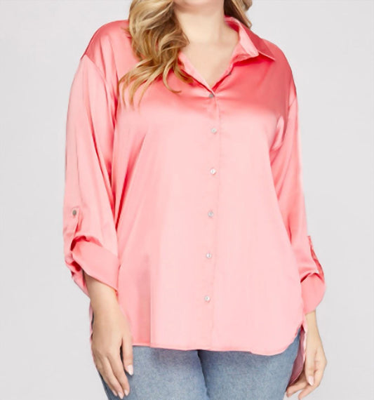 She + Sky - Satin Long Sleeve Top