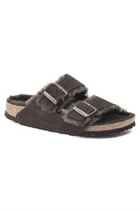 BIRKENSTOCK Unisex Arizona Shearling Suede Leather Sandals in mocha - women's sandal