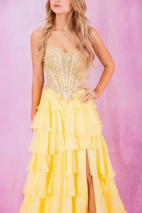 Ellie Wilde - Tiered Ruffle Chiffon Gown