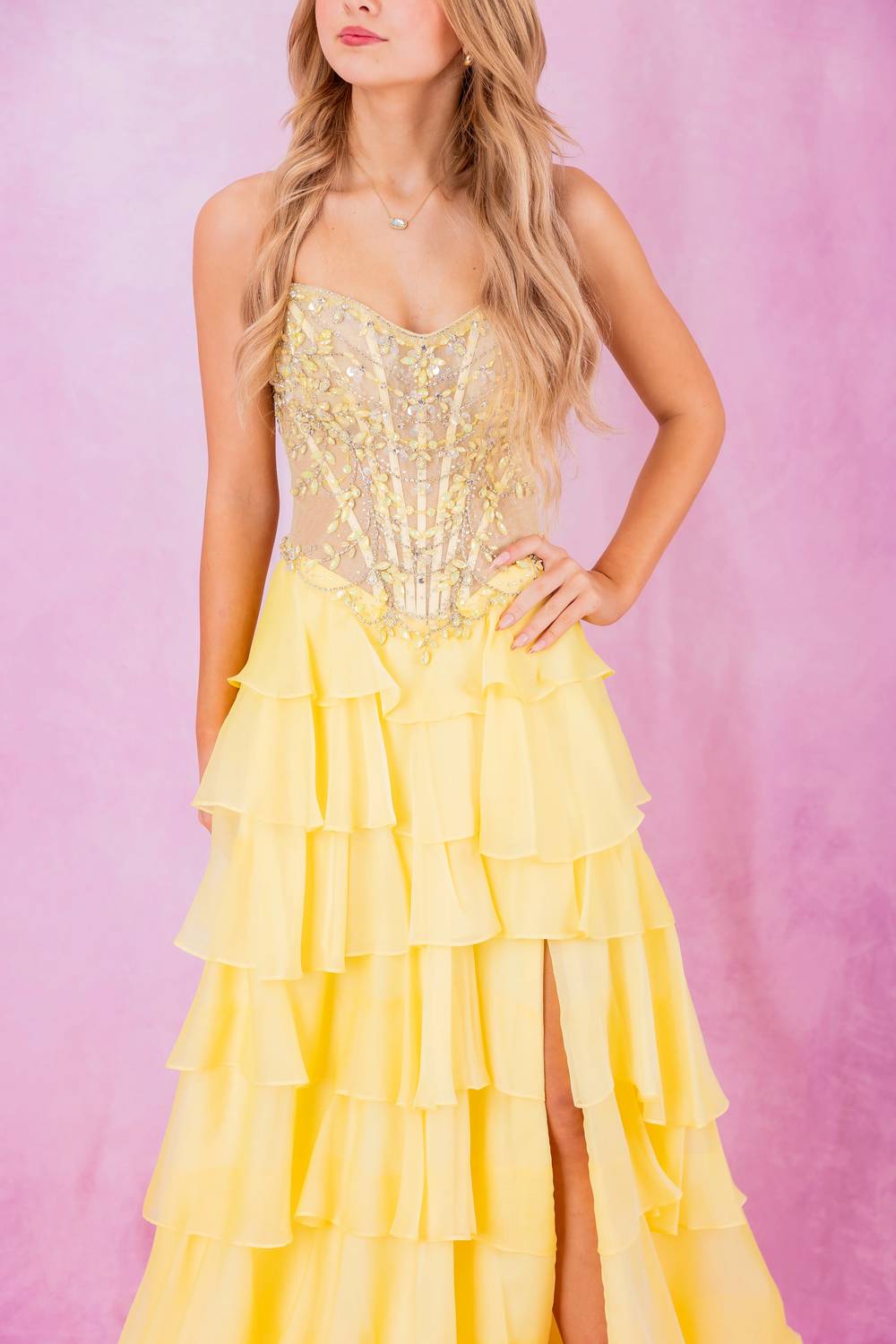 Ellie Wilde - Tiered Ruffle Chiffon Gown