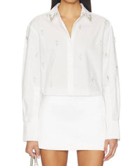 Jonathan Simkhai - Renata Embellished Cropped Button Down Shirt