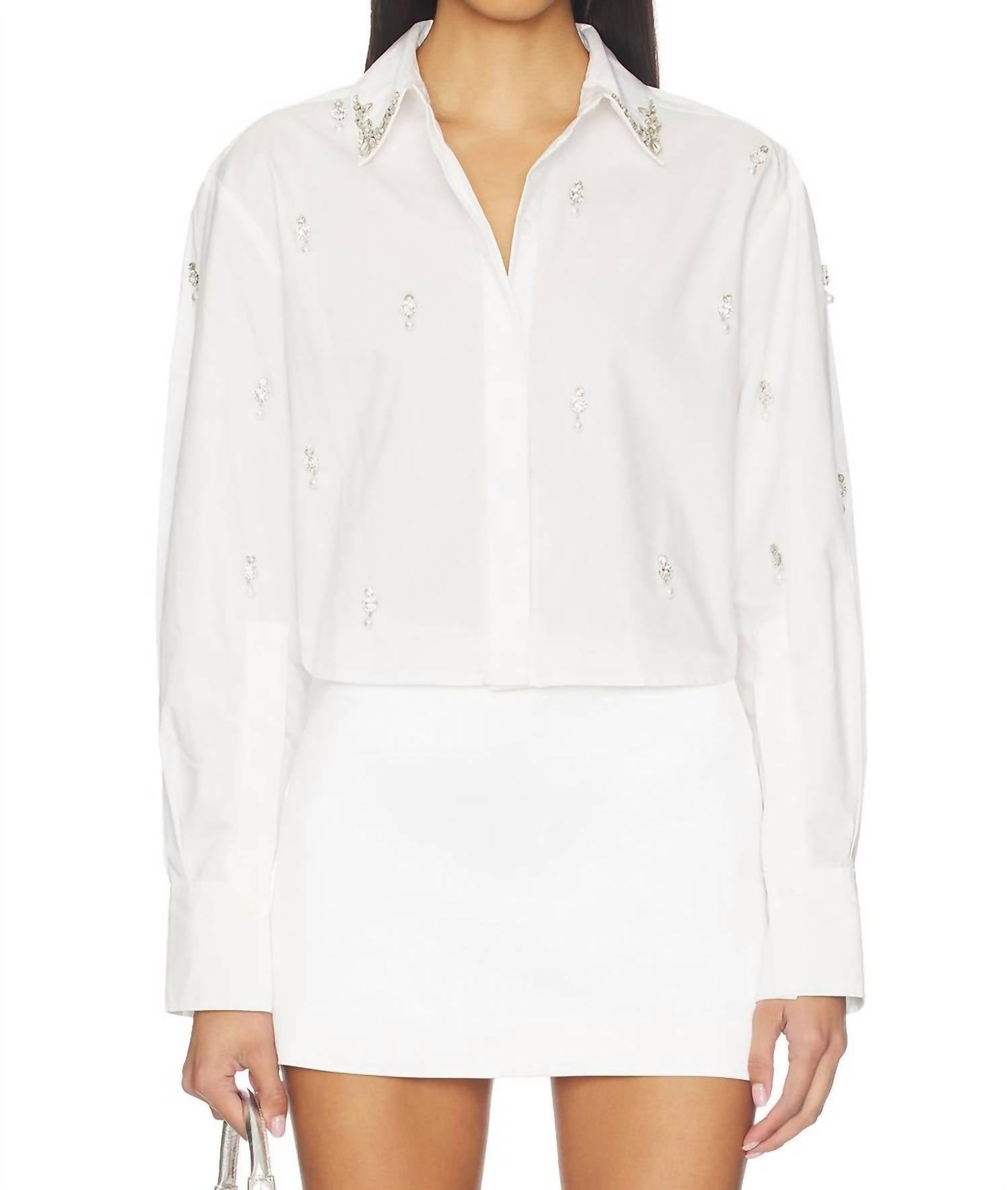 Jonathan Simkhai - Renata Embellished Cropped Button Down Shirt