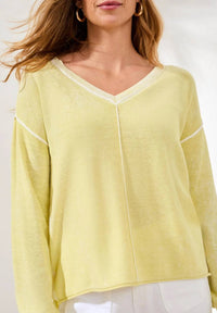 Tribal - Lightweight V-neck Sweater With Special Wash