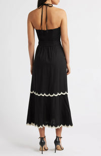 Eliza J Beaded-strap Contrast Dress in black - women's dress - alternate view