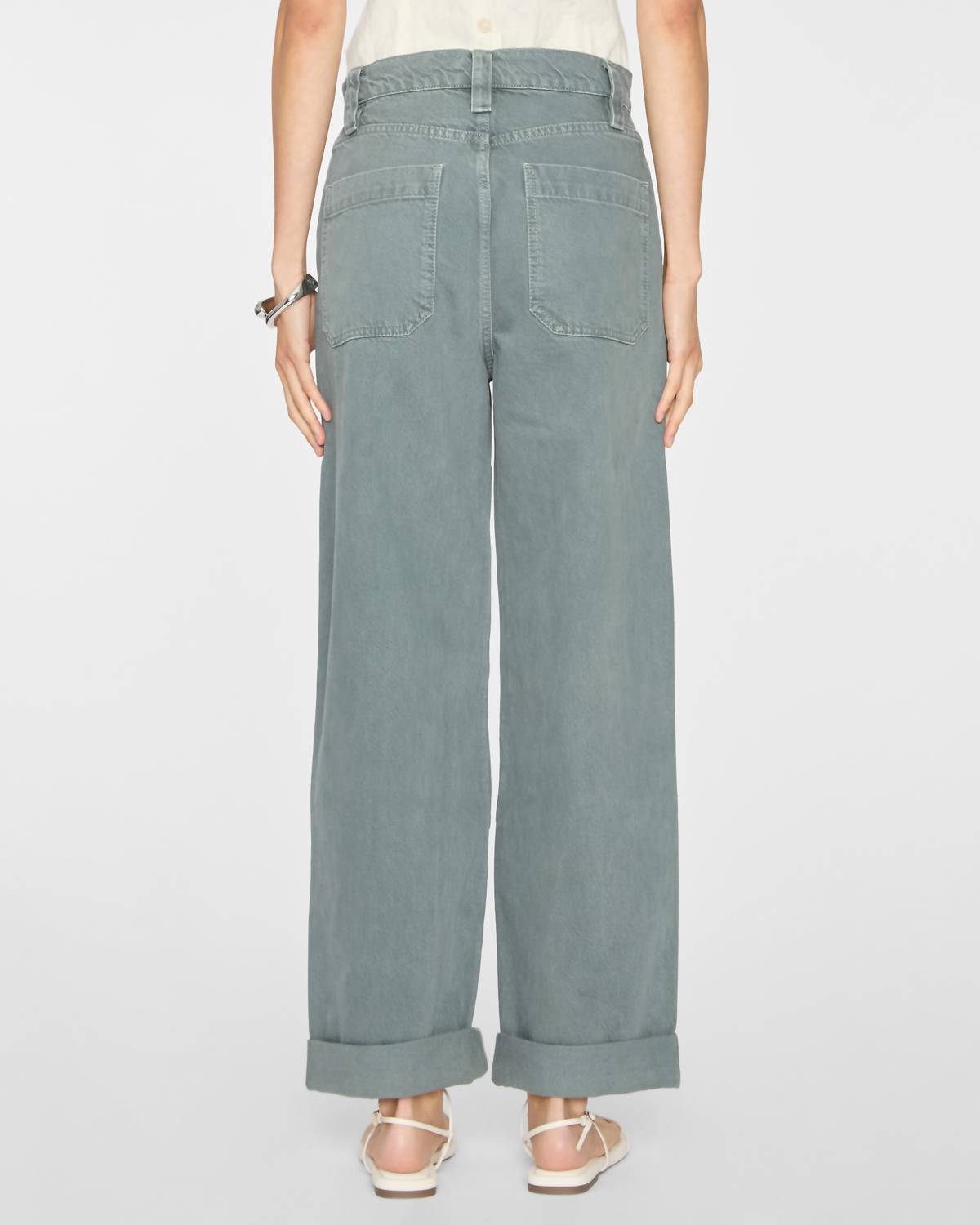 FRAME Cuffed Utility Trouser in slate gray - women's pants - alternate view