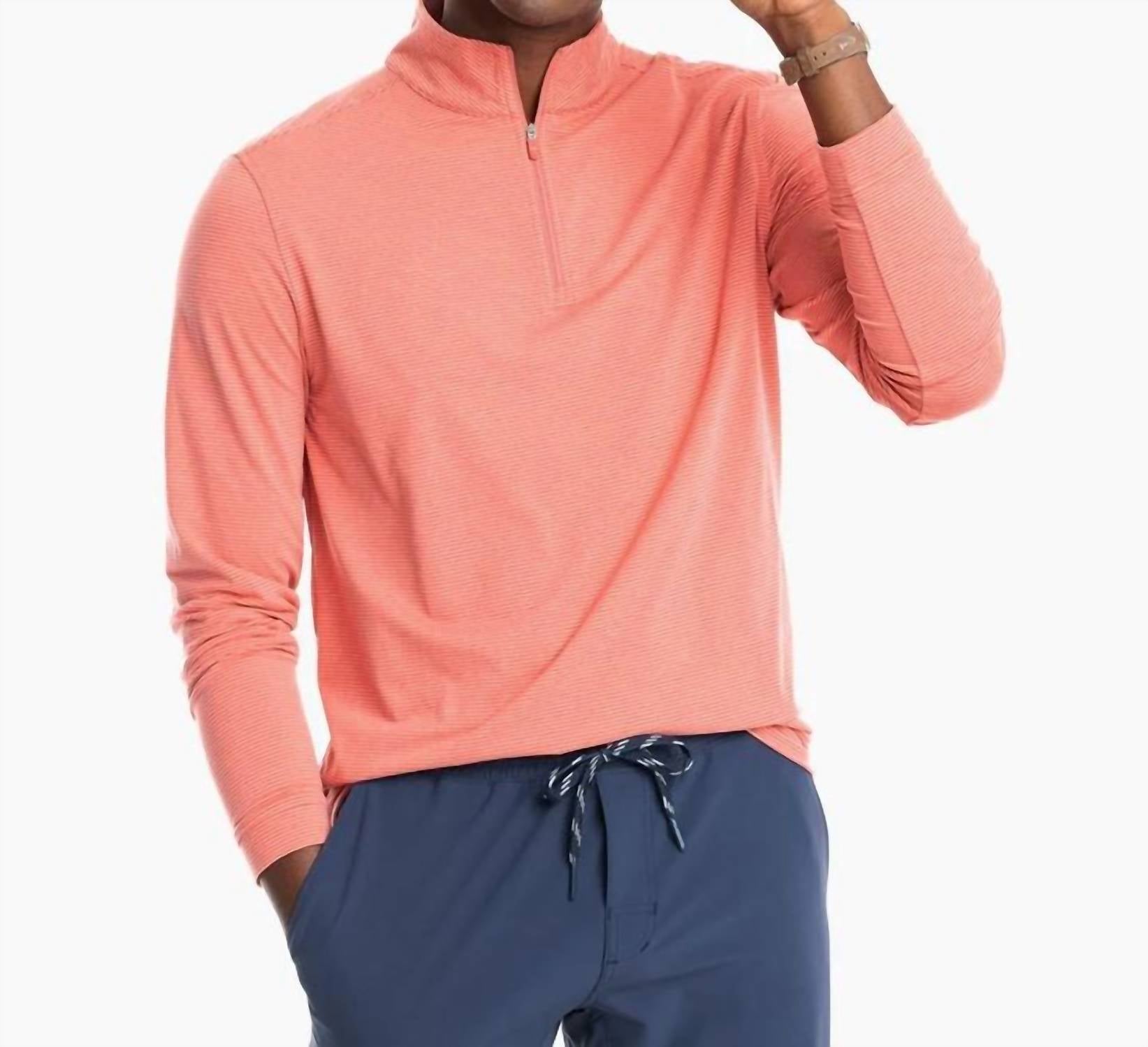 Southern Tide - Cruiser Micro Striped Performance Quarter Zip Pullover Sweatshirt