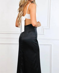 Lena - Jodie Colorblock Satin Bow Back Maxi Dress