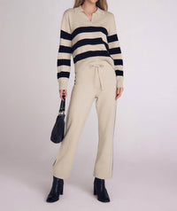 Bella Dahl Side stripe straight leg Pant in oat black - women's pants