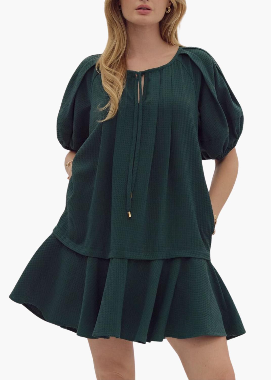 entro Madison Mini Dress in forest - women's dress