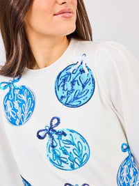 Mary Square Kelly Crew Neck Sweatshirt in blue ornaments - women's sweater - view 4