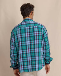 SOUTHERN TIDE Beach Bluff Plaid Twill Shirt in spruce shade 1 - men's shirt - alternate view