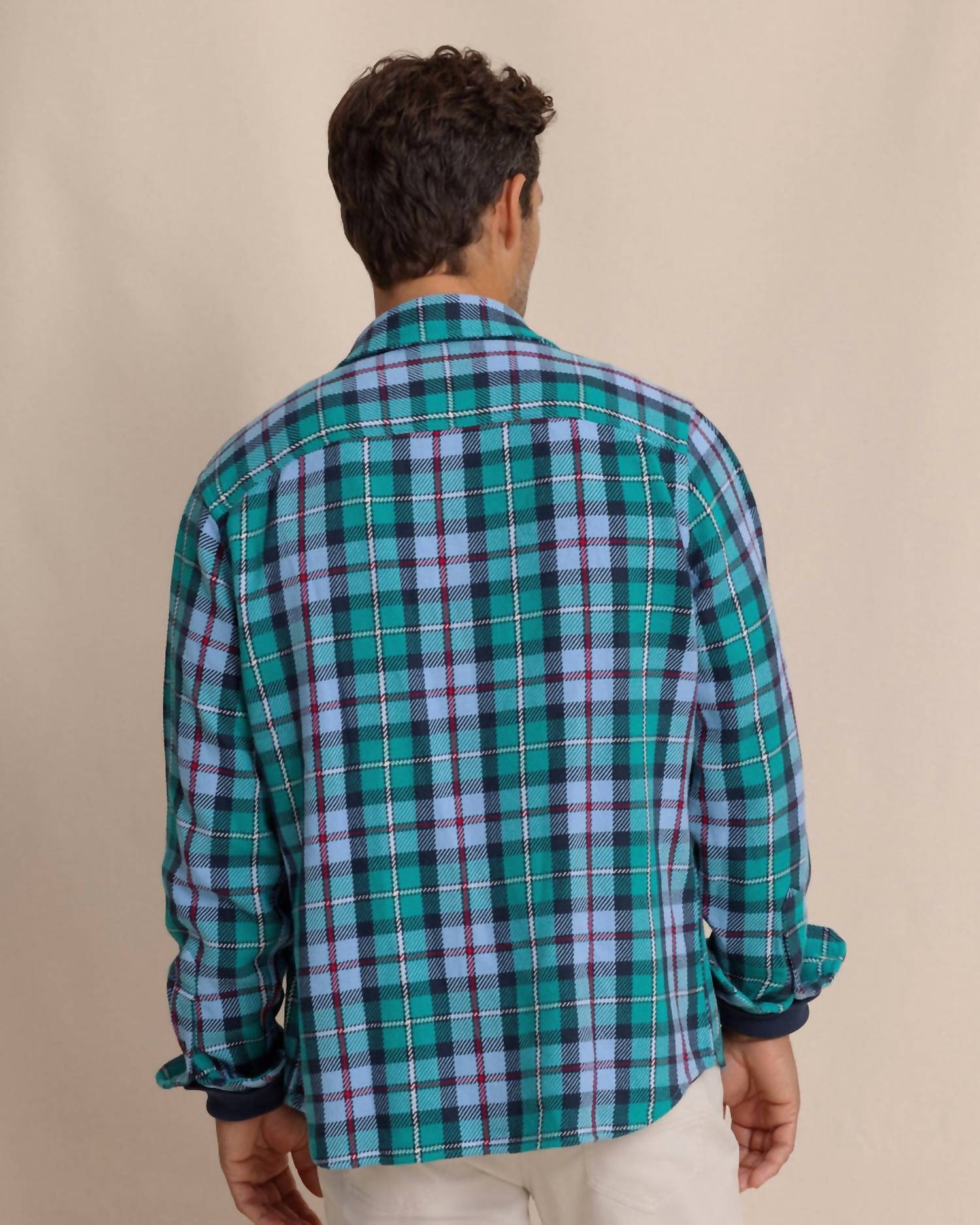 SOUTHERN TIDE Beach Bluff Plaid Twill Shirt in spruce shade 1 - men's shirt - alternate view