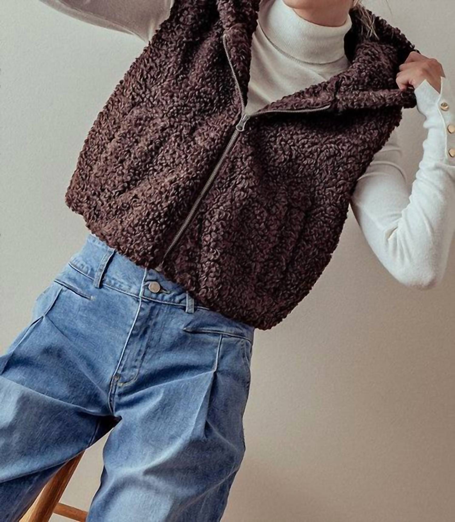 Trend:Notes - Zip Up Hoodie Teddy Crop Vest
