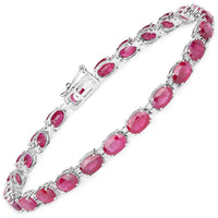 Diana M Jewels Women's Oval Natural Ruby Bracelet (12.78 Ct) - Grand in 14k white gold - women's jewelry