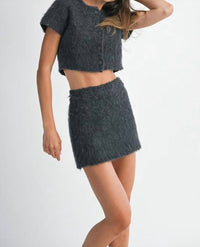 Mable - Fuzzy Short Sleeve Cardigan