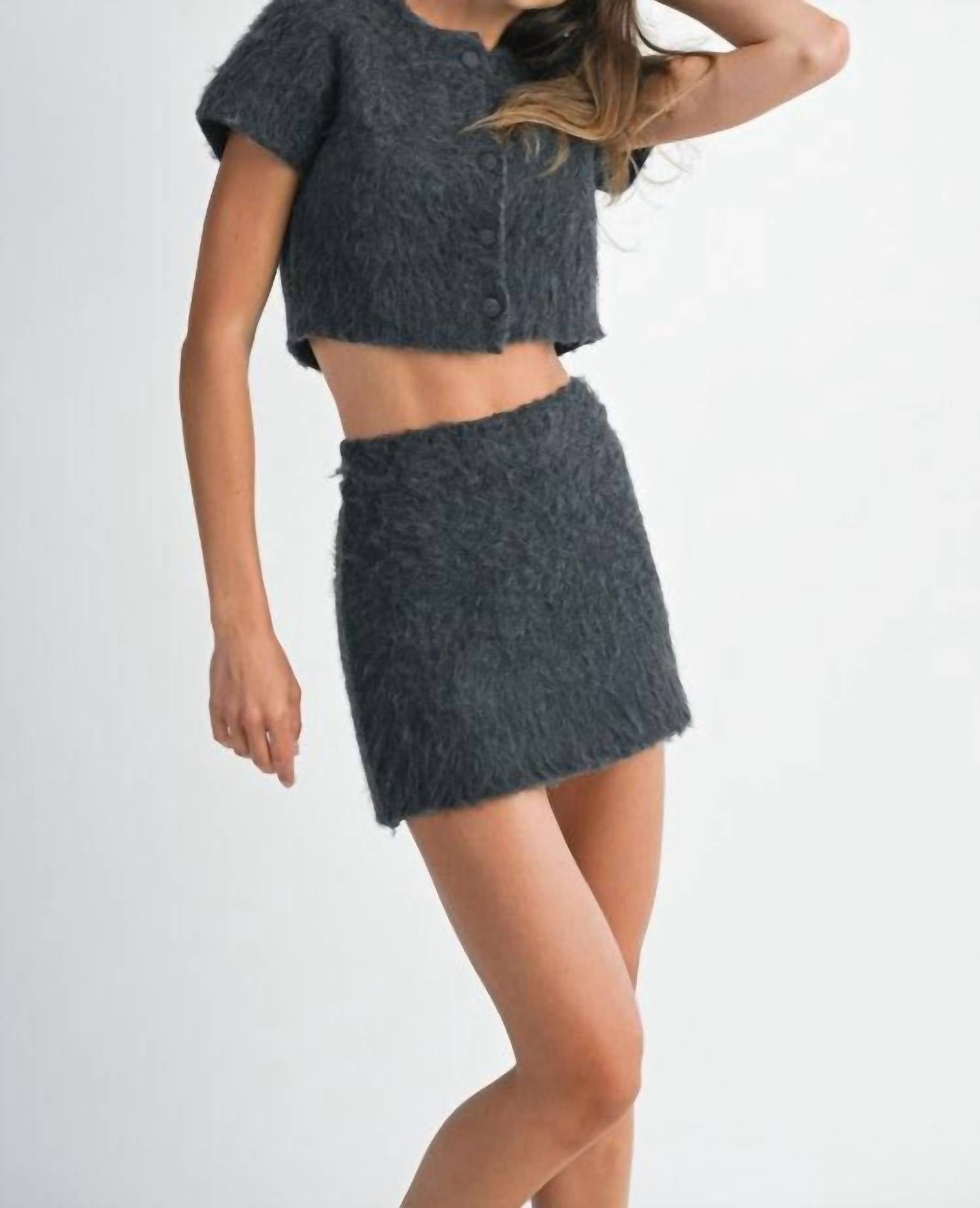 Mable - Fuzzy Short Sleeve Cardigan