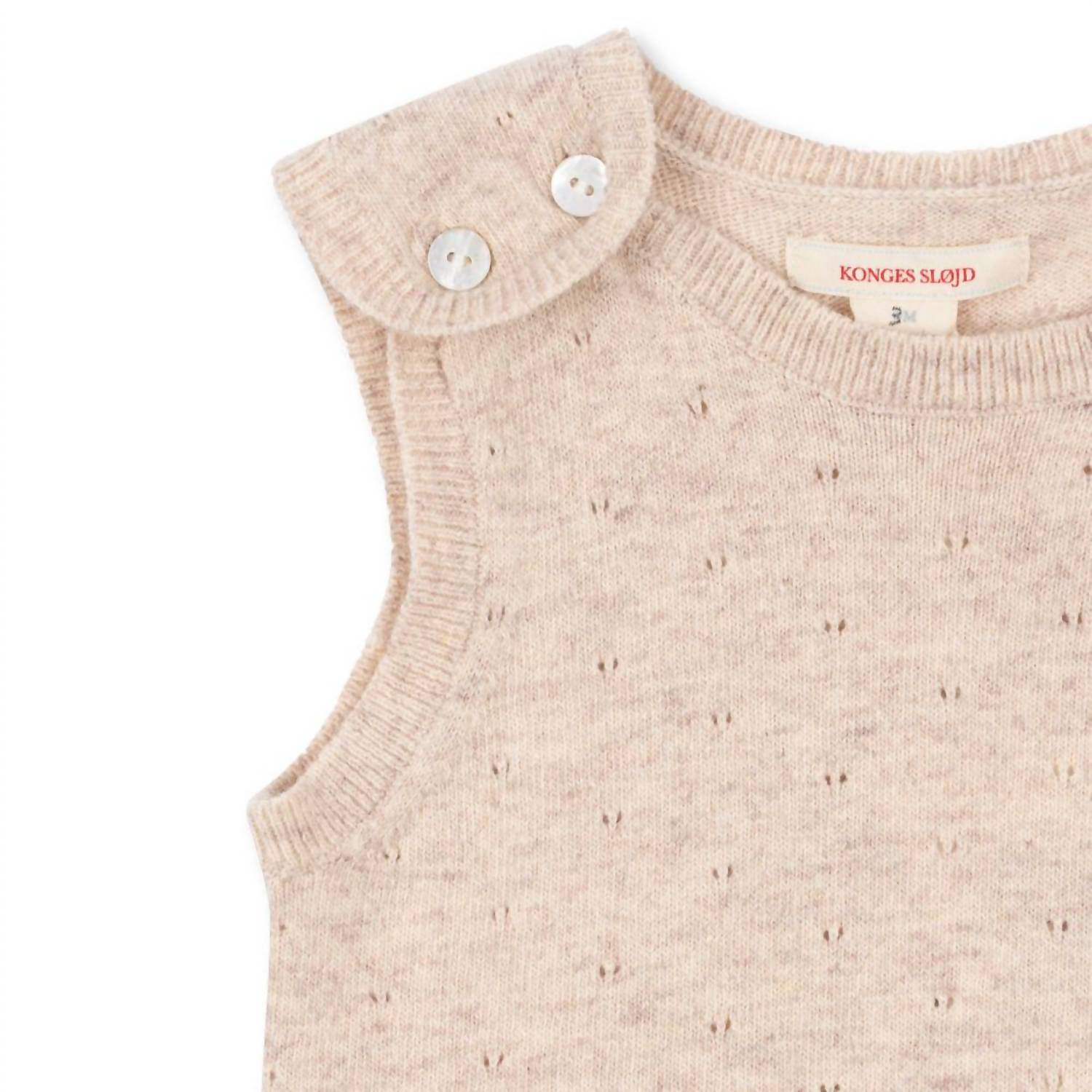 Konges Sløjd Girls' Mino Knit Spencer Jumpsuit in cream and white - kids' item - view 7
