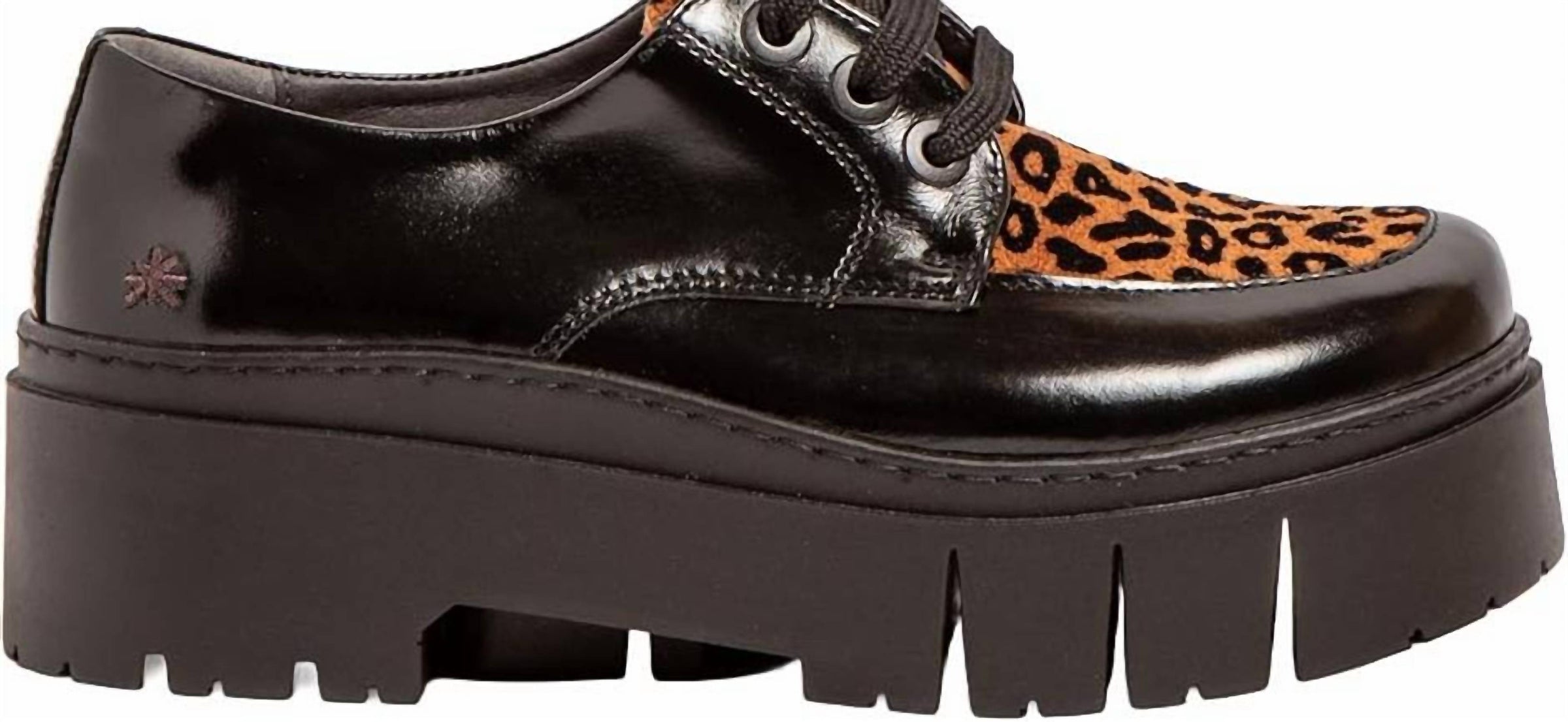 The ART Company Women's 1765 Leeds Platform Loafers in black shiny with leopard - women's flats