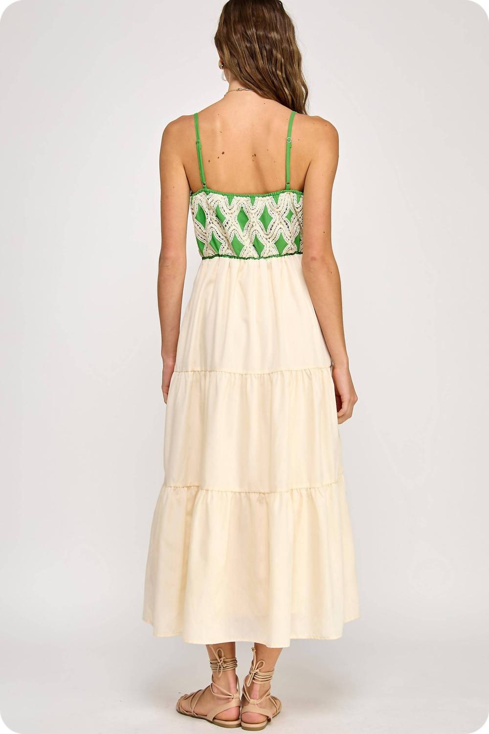 Strut & Bolt - Contrast Diamond Crochet Midi Dress