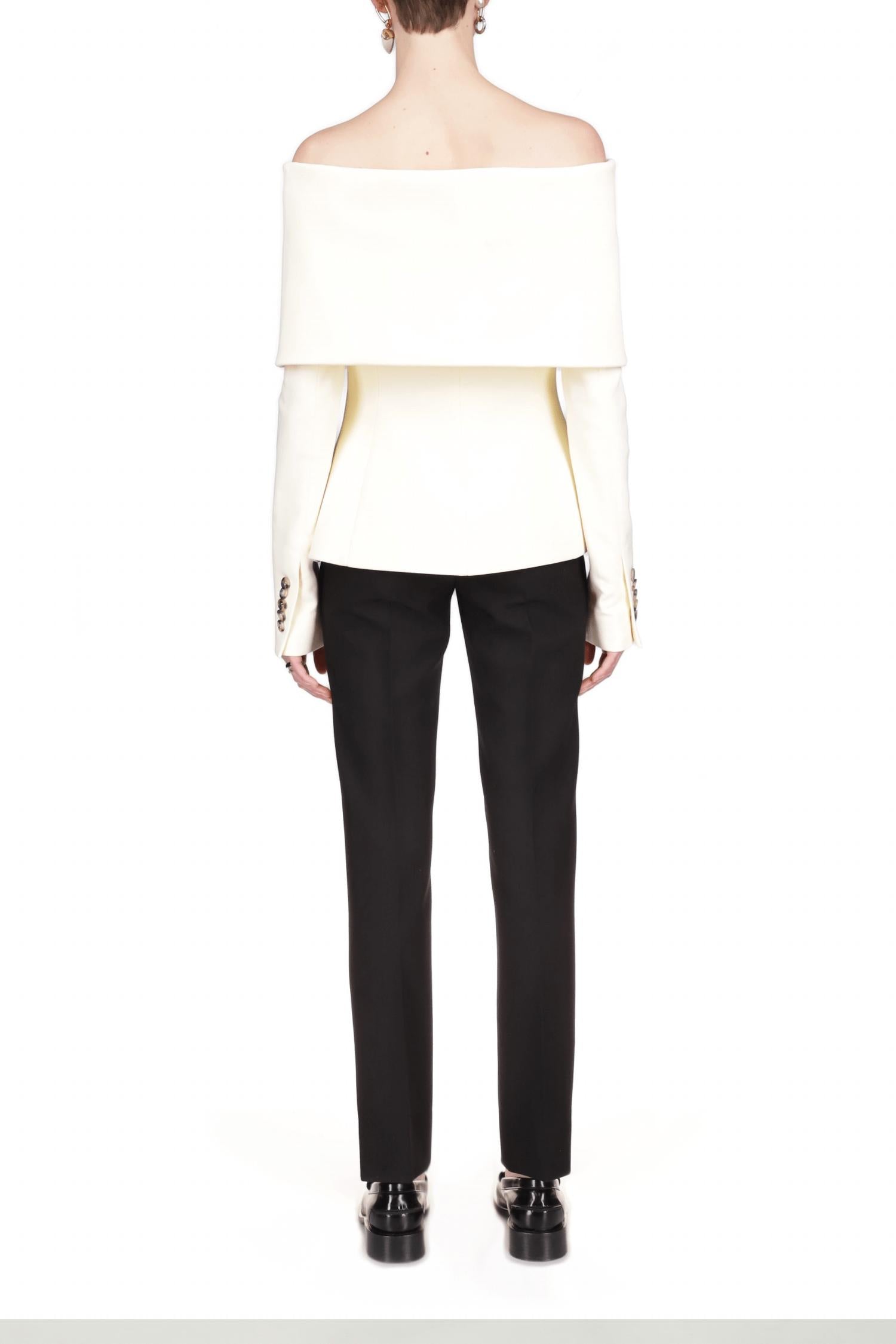 Marina Moscone - Foldover Shawl Off-the-shoulder Jacket