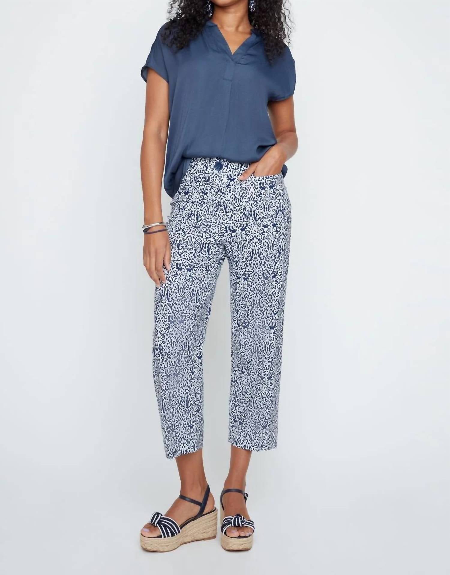 Renuar - Woven Short Sleeve V-neck Blouse