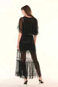 LoveShackFancy Aureline Midi Skirt in black - women's skirt - view 4