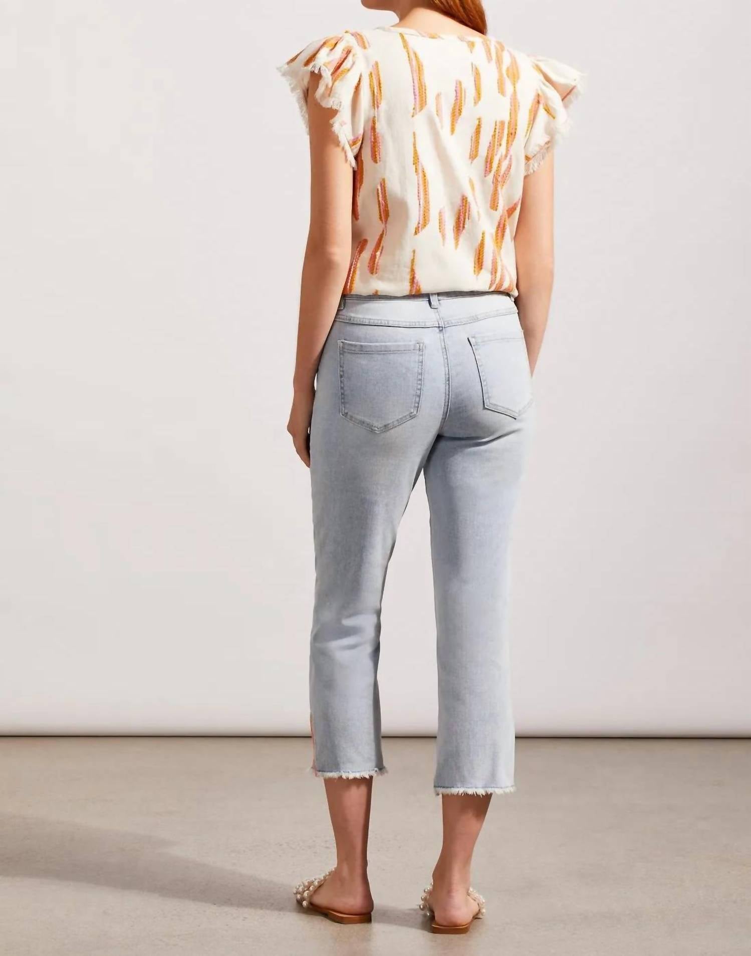 Tribal - Silvia Side Slit Straight Leg Jean