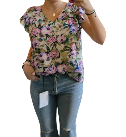 Umgee - Floral V Neck Top