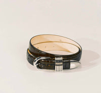 Dehanche Women's Hollyhock Croco Belt in chocolate - women's accessory