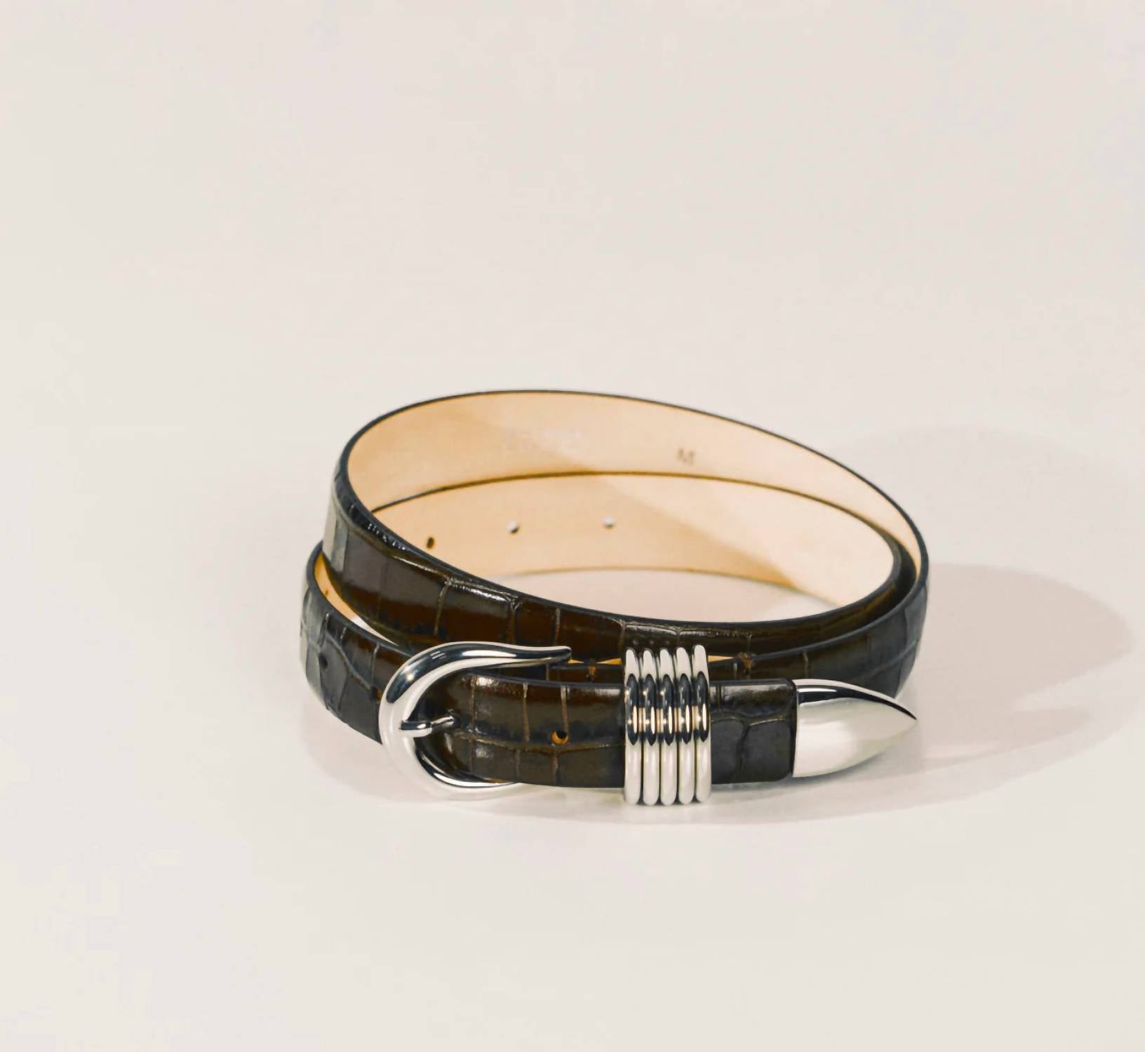 Dehanche Women's Hollyhock Croco Belt in chocolate - women's accessory