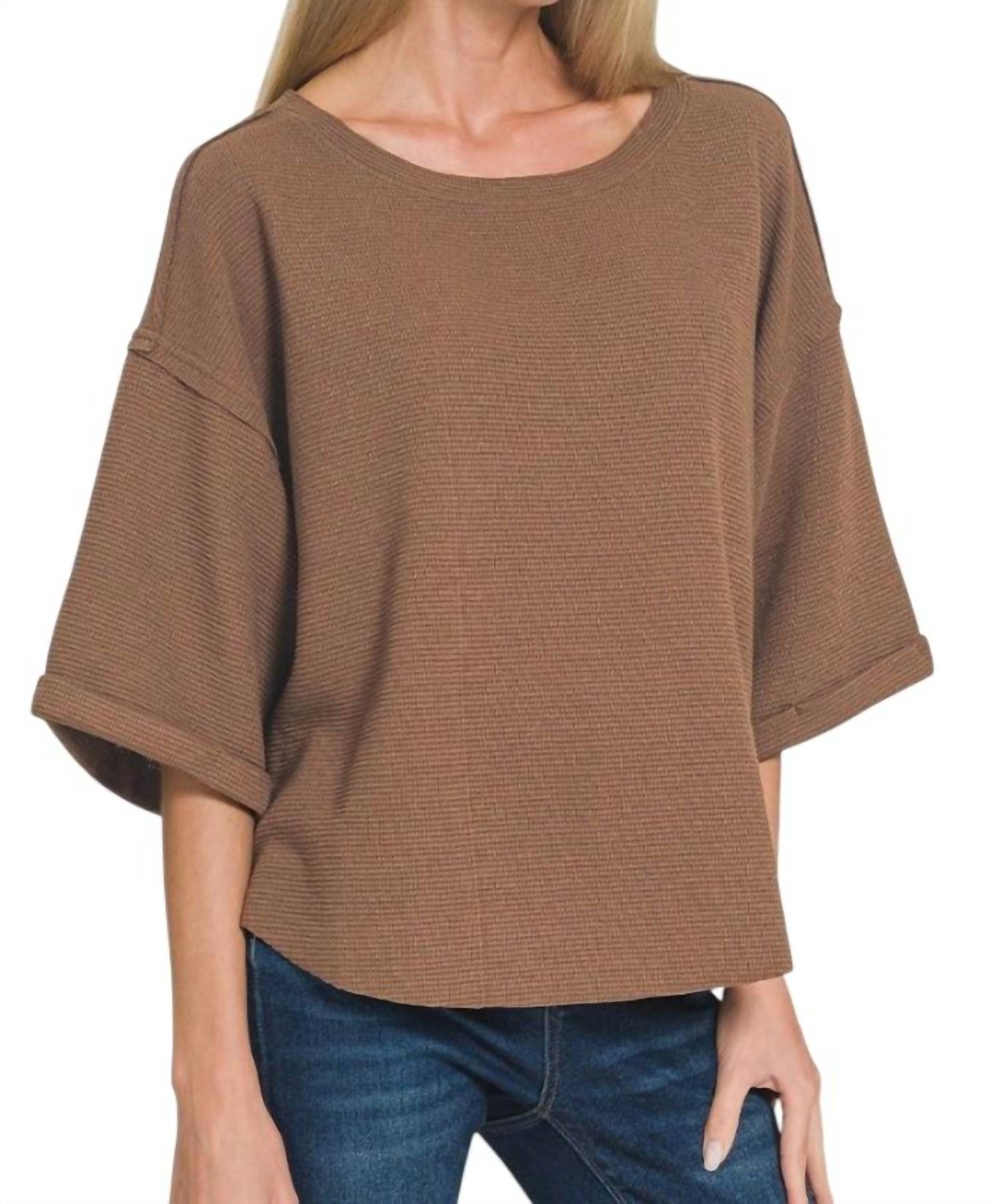 Zenana - Double Knit Three Quarter Sleeve Top