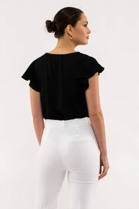 Blu Pepper - Line Lace V-neck Woven Top