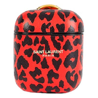 Saint Laurent - Women's Leopard Print Leather Airpods Case