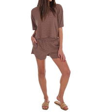 HYFVE Feeling Good Stripe Two Piece Set in brown - women's sleepwear - view 6
