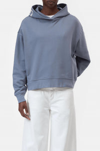 CLOSED Logo Cotton Hoodie in strato grey - women's top