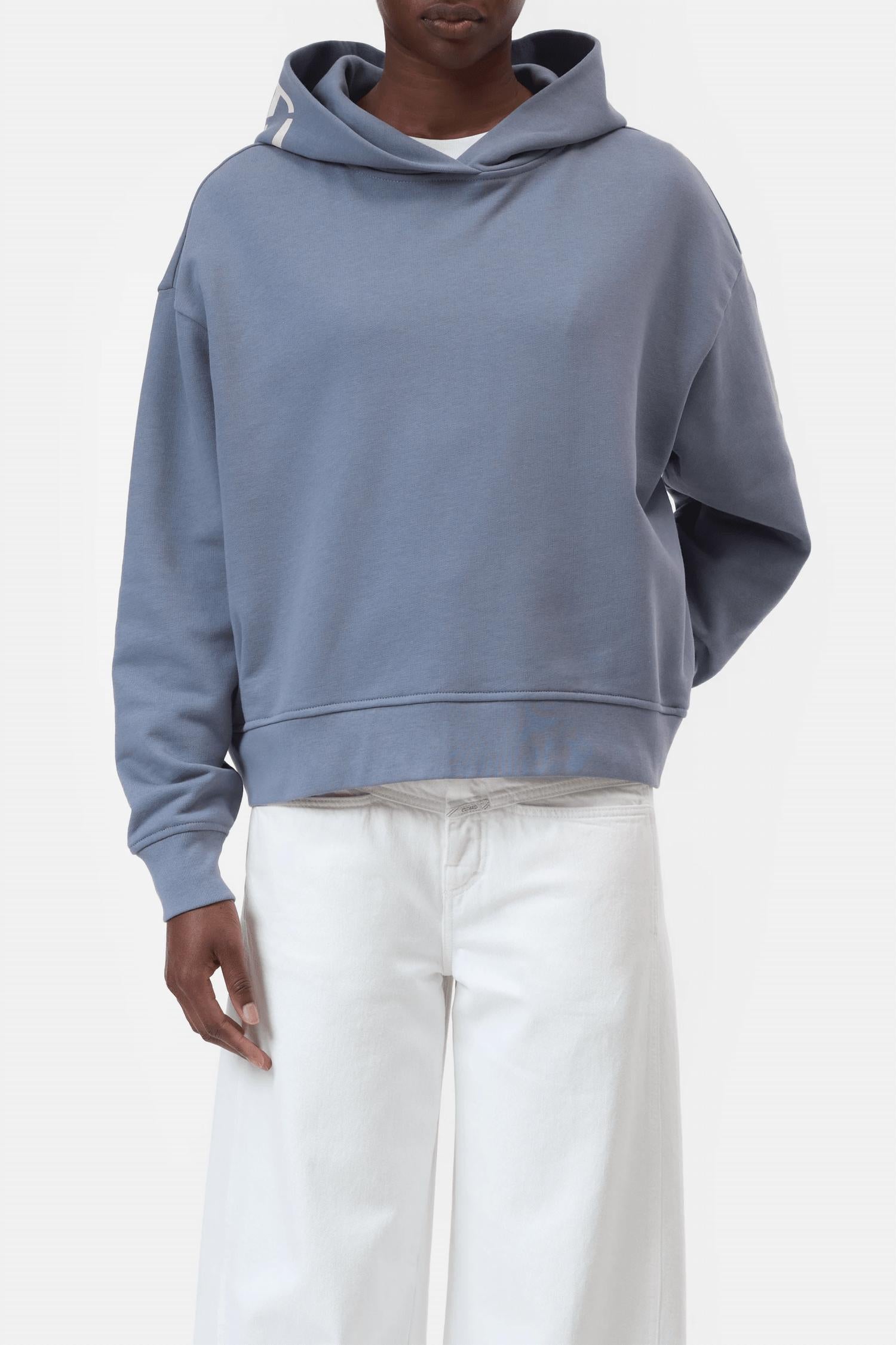 CLOSED Logo Cotton Hoodie in strato grey - women's top