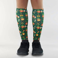 Zensah Compression Leg Sleeve Printed Socks in happy leprechauns green - women's accessory - detail view