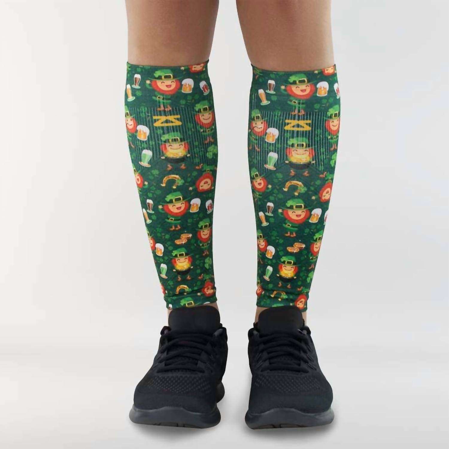 Zensah Compression Leg Sleeve Printed Socks in happy leprechauns green - women's accessory - detail view