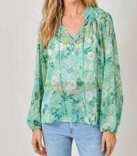 Mystree - Bubble Sleeve Lurex Ruffle Collar Blouse